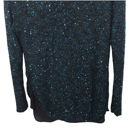 Apt 9 Blue Black Sequin Layered Knit Sweater - Picture 6 of 10